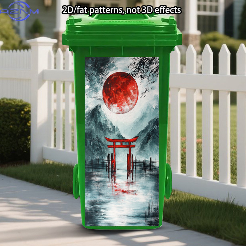 Japanese Lifestyle Japanese - Japanese Style Trash Can Sticker, Red