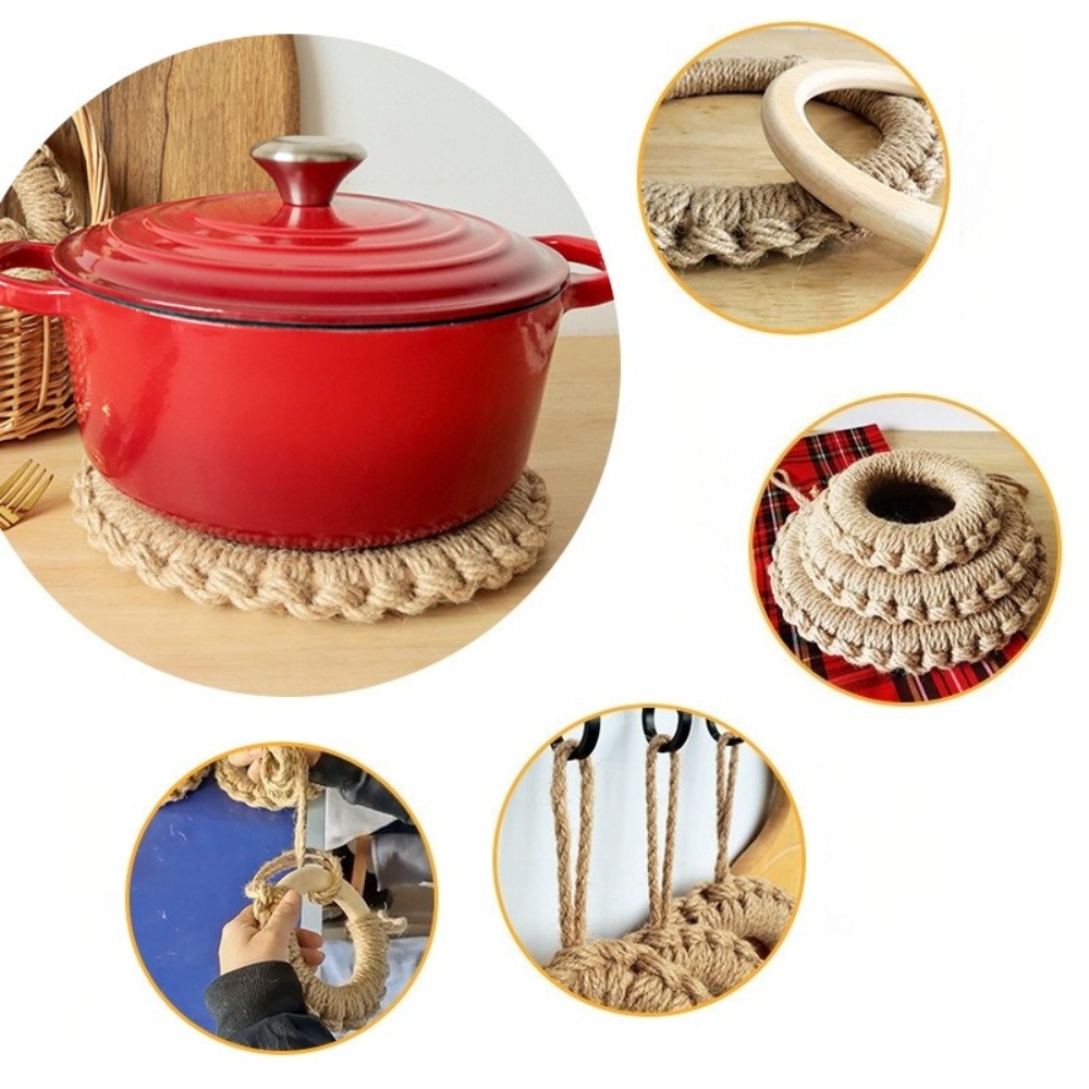 2Pcs Rustic Jute Woven Trivets - Cast Iron Tetsubin recension och pris